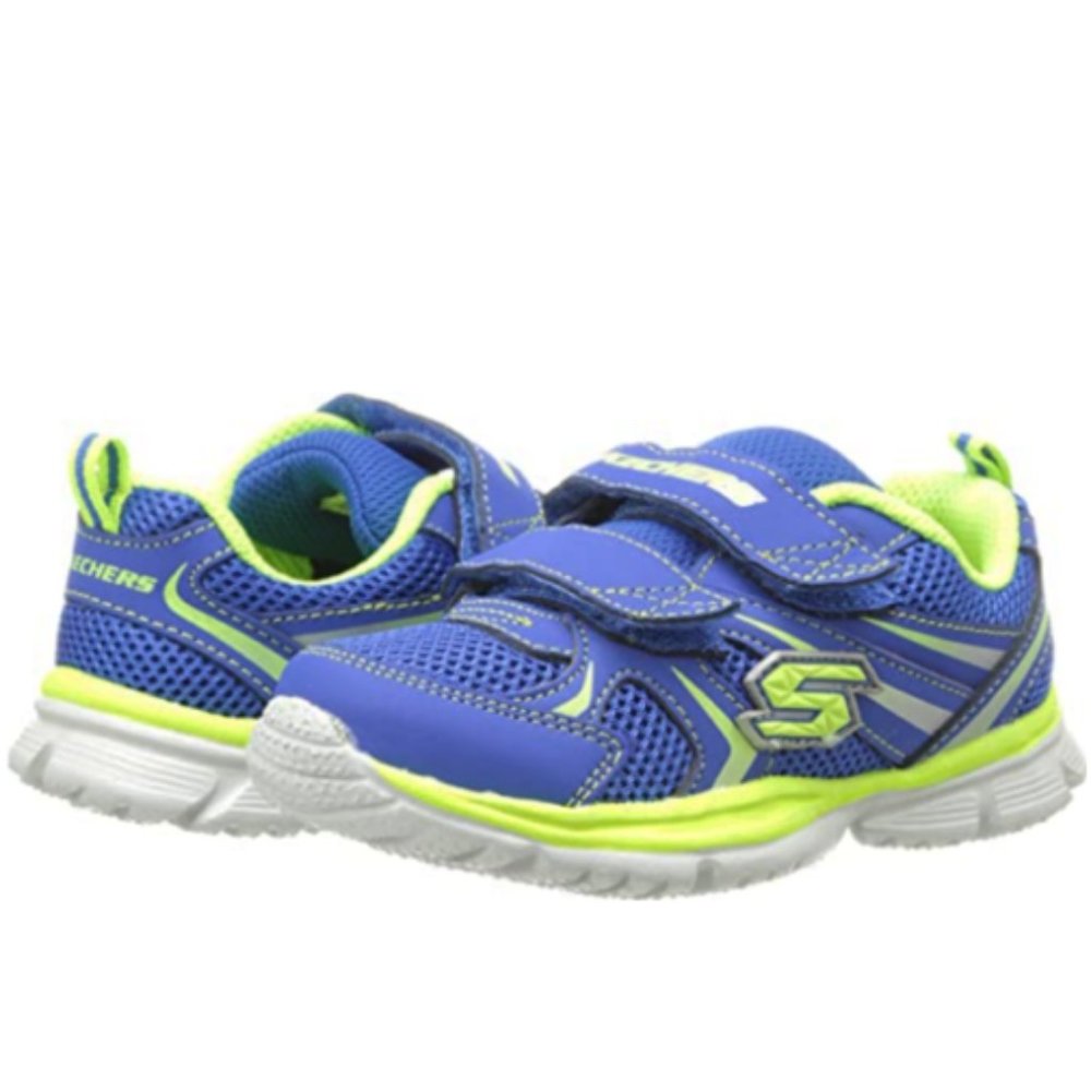 NEW Skechers Baby Kid Synergy Mini Sprint Machine Washable Memory Foam Blue Lime